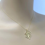 Solid Gold Celtic Trinity Knot Clover Pendant Necklace (Available in Yellow/Rose/White Gold)