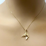 Gold Swordfish Charm Pendant(Available in Yellow/Rose/White)