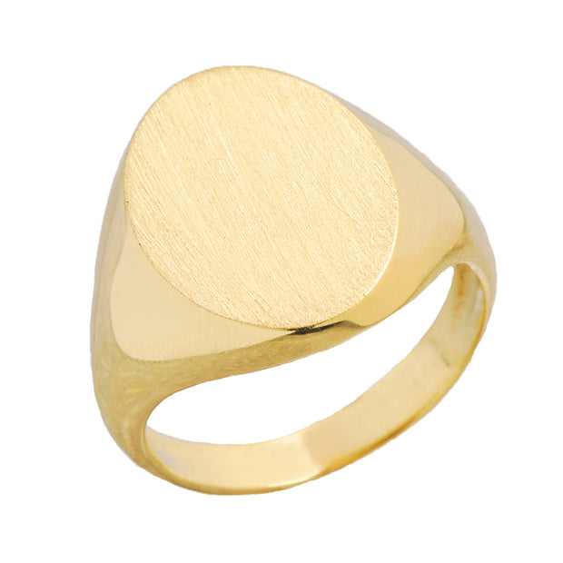 Gold Engravable Oval Signet Ring (Available in Yellow/Rose/White Gold)