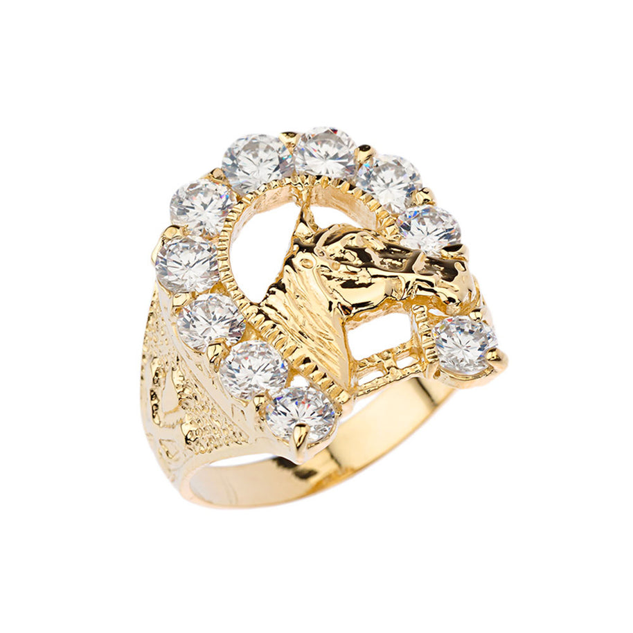 Gold Cubic Zirconia Horseshoe Ring (Available in Yellow/Rose/White Gold)