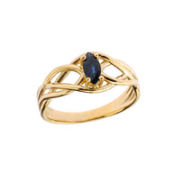 Celtic Knot Genuine Stone Ring in Gold (Available in Yellow/Rose/White Gold)