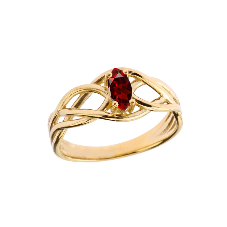 Celtic Knot Genuine Stone Ring in Gold (Available in Yellow/Rose/White Gold)