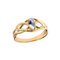 Celtic Knot Genuine Stone Ring in Gold (Available in Yellow/Rose/White Gold)