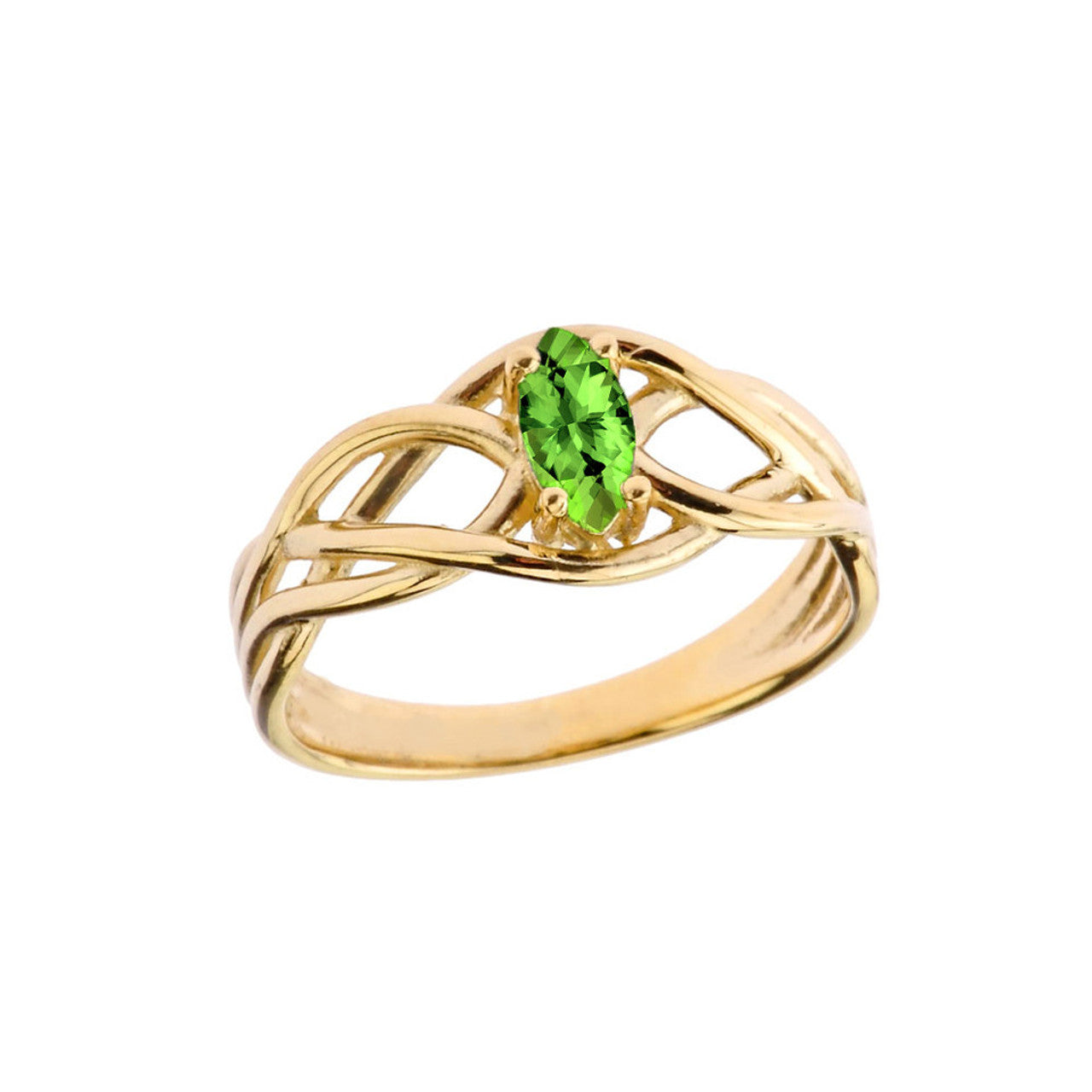 Celtic Knot Genuine Stone Ring in Gold (Available in Yellow/Rose/White Gold)