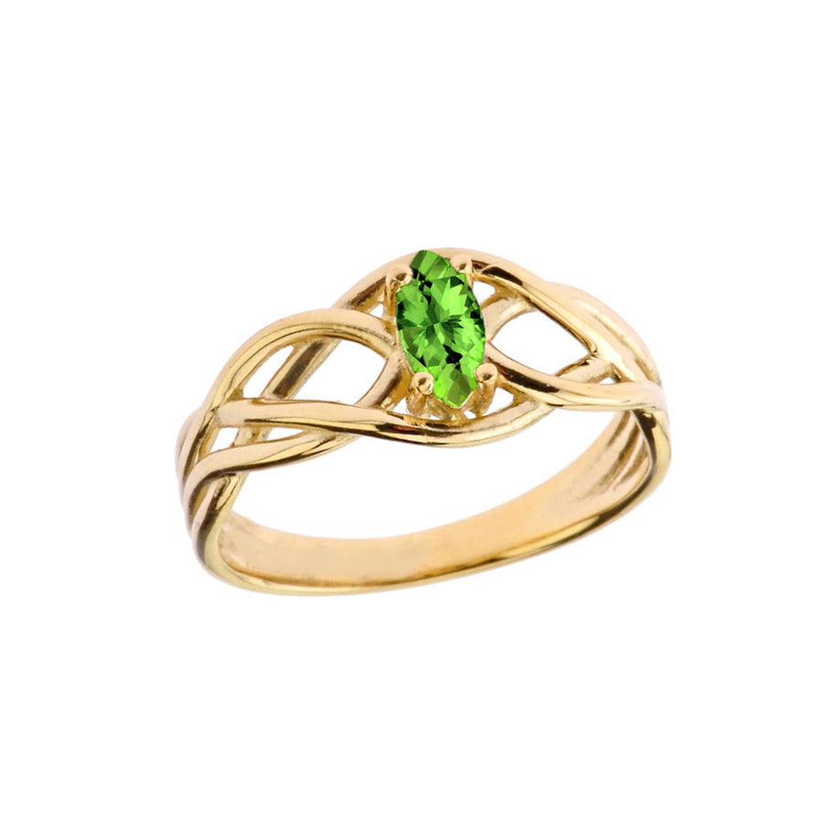 Celtic Knot Genuine Stone Ring in Gold (Available in Yellow/Rose/White Gold)