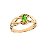 Celtic Knot Genuine Stone Ring in Gold (Available in Yellow/Rose/White Gold)