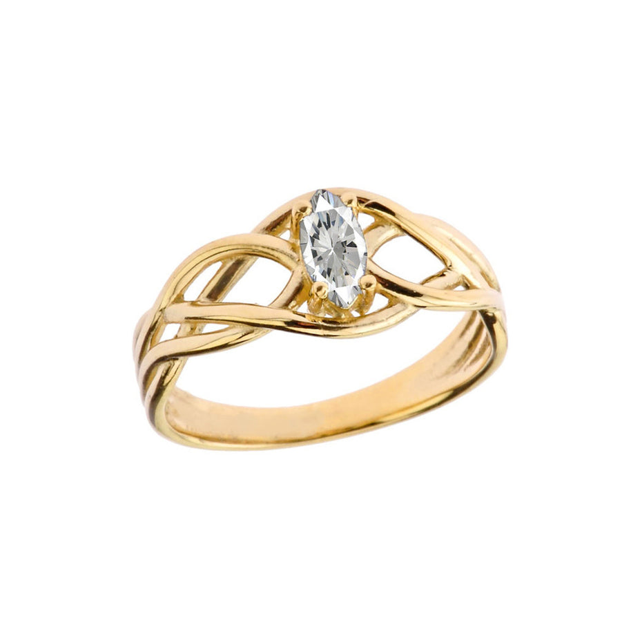 Celtic Knot Genuine Stone Ring in Gold (Available in Yellow/Rose/White Gold)