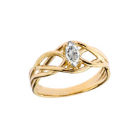 Celtic Knot Genuine Stone Ring in Gold (Available in Yellow/Rose/White Gold)