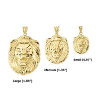 Gold Bold Lion Statement Pendant Necklace (Medium)(Available In Yellow/Rose/White Gold)