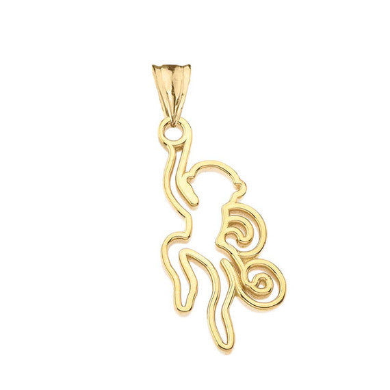 Open Cut Monkey Pendant Necklace In Gold (Yellow/Rose/White)