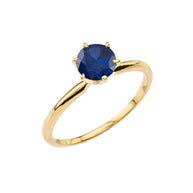 Yellow Gold (LCS) Sapphire Dainty Solitaire Engagement Ring