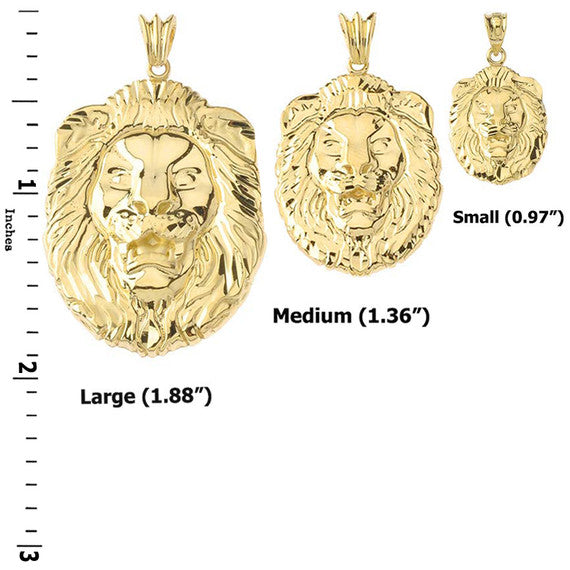 Gold Bold Lion Statement Pendant Necklace (Medium)(Available In Yellow/Rose/White Gold)
