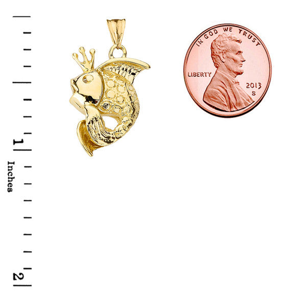 Gold King Fish Pendant Necklace(Available in Yellow/Rose/White)