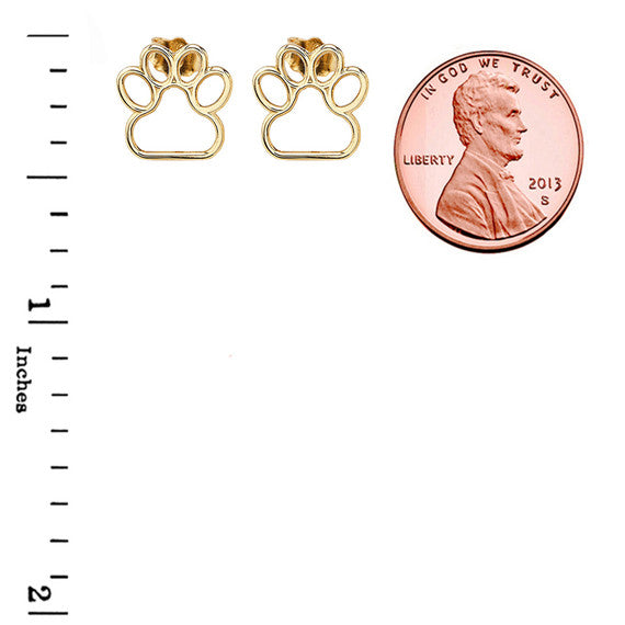 14K Gold Dainty Dog Paw Print Earrings(Available in Yellow/White)
