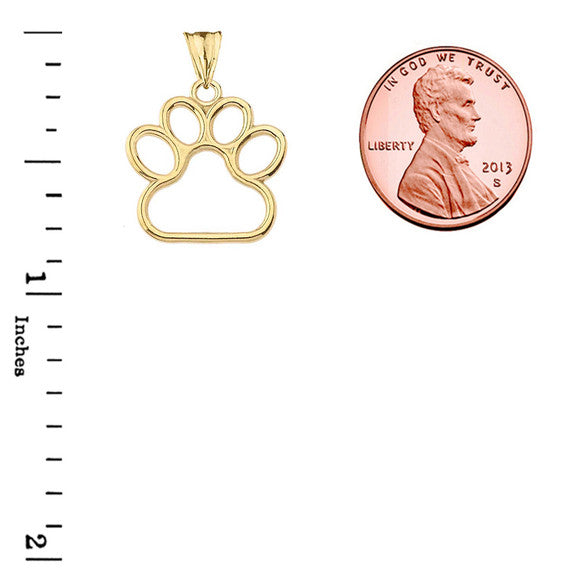 Solid Gold Dainty Dog Paw Print Pendant Necklace(Available In Yellow/Rose/White Gold) (0.80'')