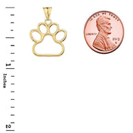 Solid Gold Dainty Dog Paw Print Pendant Necklace(Available In Yellow/Rose/White Gold) (0.80'')