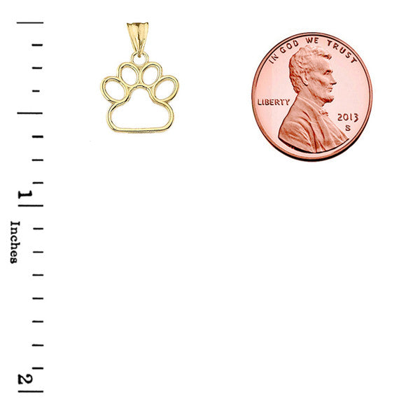 Gold Dainty Dog Paw Print Pendant Necklace (Available in Yellow/Rose/White) (0.66'')
