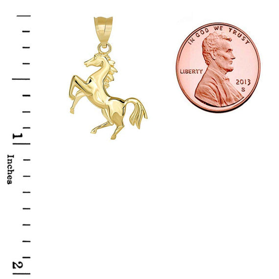 Gold Horse Stallion Pendant Necklace (Available in Yellow/Rose/White Gold)