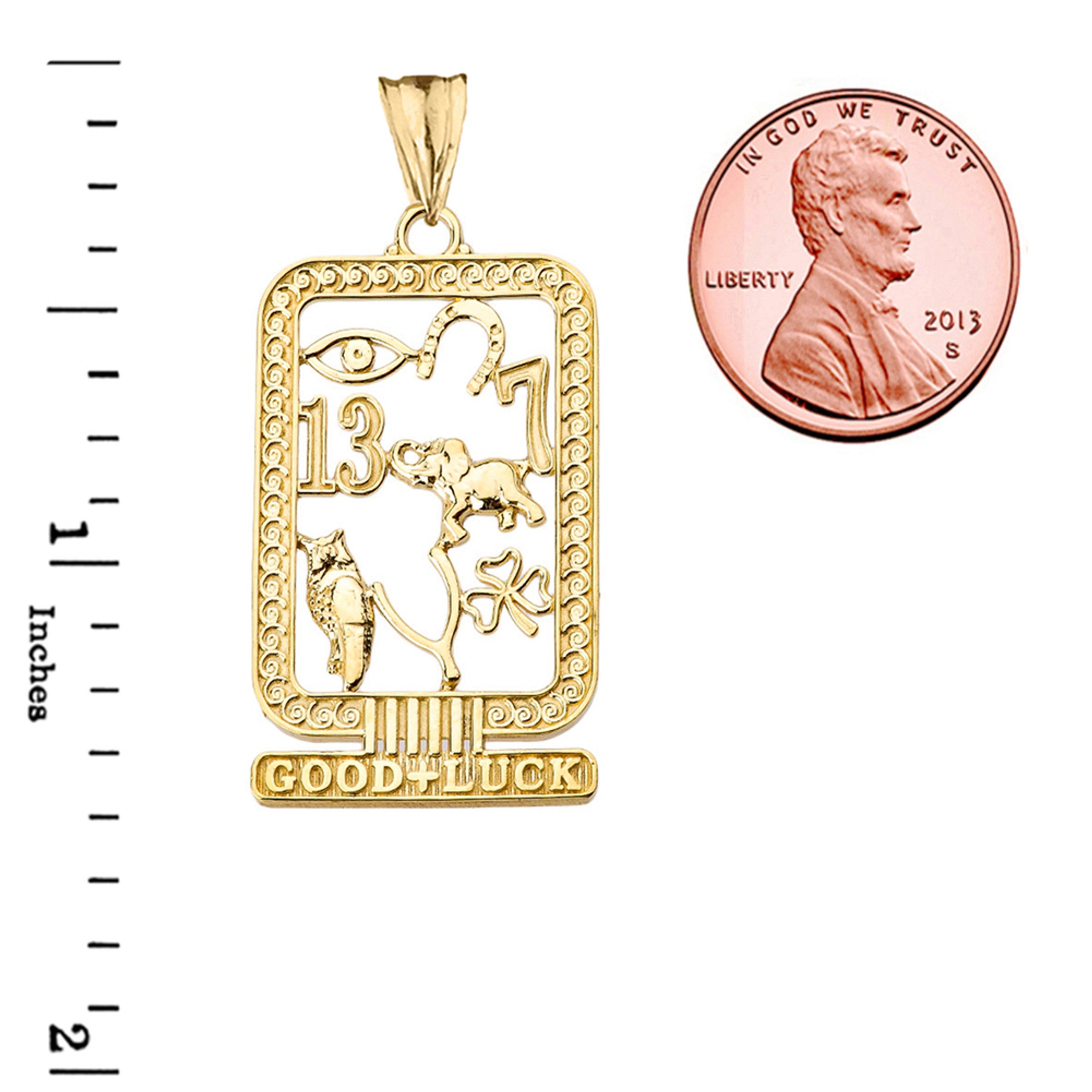 Solid Gold Ancient Egyptian Good Luck Cartouche Pendant (Available in Yellow/Rose/White Gold)