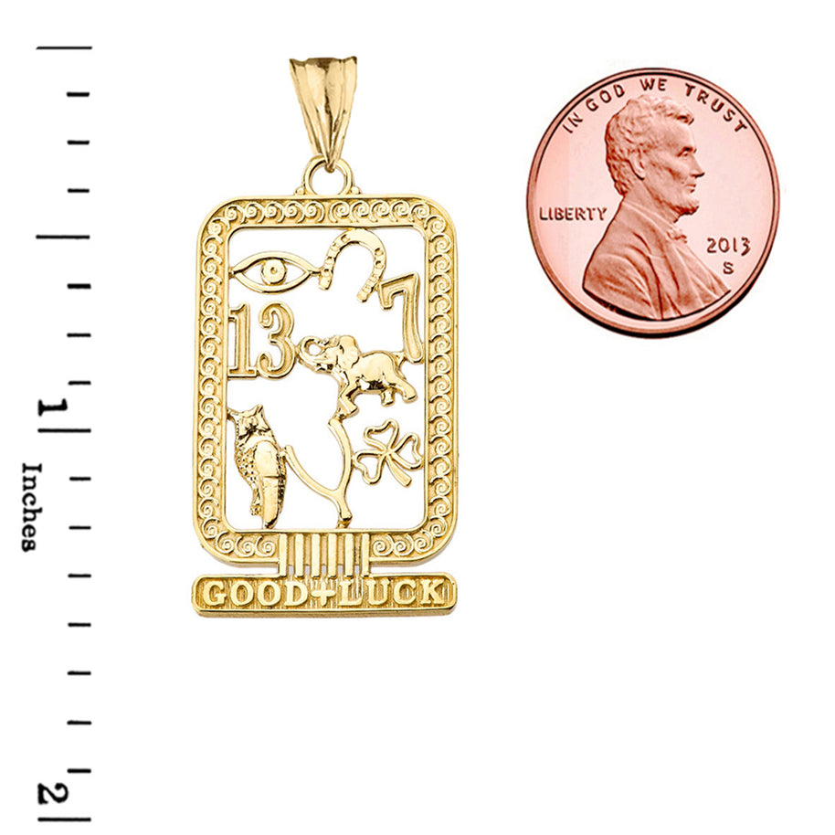 Solid Gold Ancient Egyptian Good Luck Cartouche Pendant (Available in Yellow/Rose/White Gold)