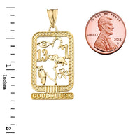 Solid Gold Ancient Egyptian Good Luck Cartouche Pendant (Available in Yellow/Rose/White Gold)
