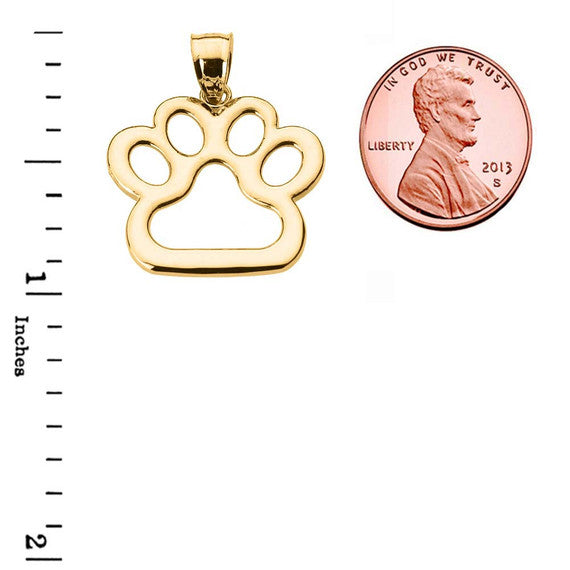 Gold Dog Paw Print Pendant Necklace(Available In Yellow/Rose/White Gold)