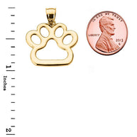 Gold Dog Paw Print Pendant Necklace(Available In Yellow/Rose/White Gold)