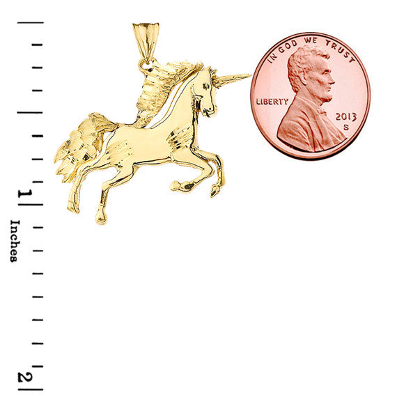 Gold Unicorn Pendant Necklace (Available in Yellow/Rose/White/Two Tone Gold)