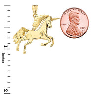 Gold Unicorn Pendant Necklace (Available in Yellow/Rose/White/Two Tone Gold)