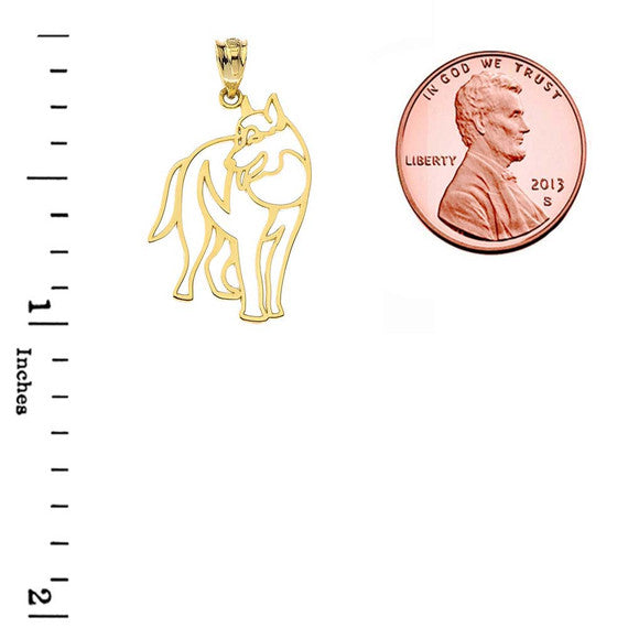 Solid Gold Wolf Cut Out Pendant (Available In Yellow/Rose/White Gold)