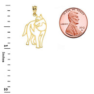 Solid Gold Wolf Cut Out Pendant (Available In Yellow/Rose/White Gold)