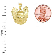 Solid Gold Pomeranian Dog Head Pendant Necklace (Available in Yellow/Rose/White Gold)