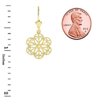 Gold Milgrain Filigree Flower Leverback Earrings (Available in Yellow/Rose/White Gold)