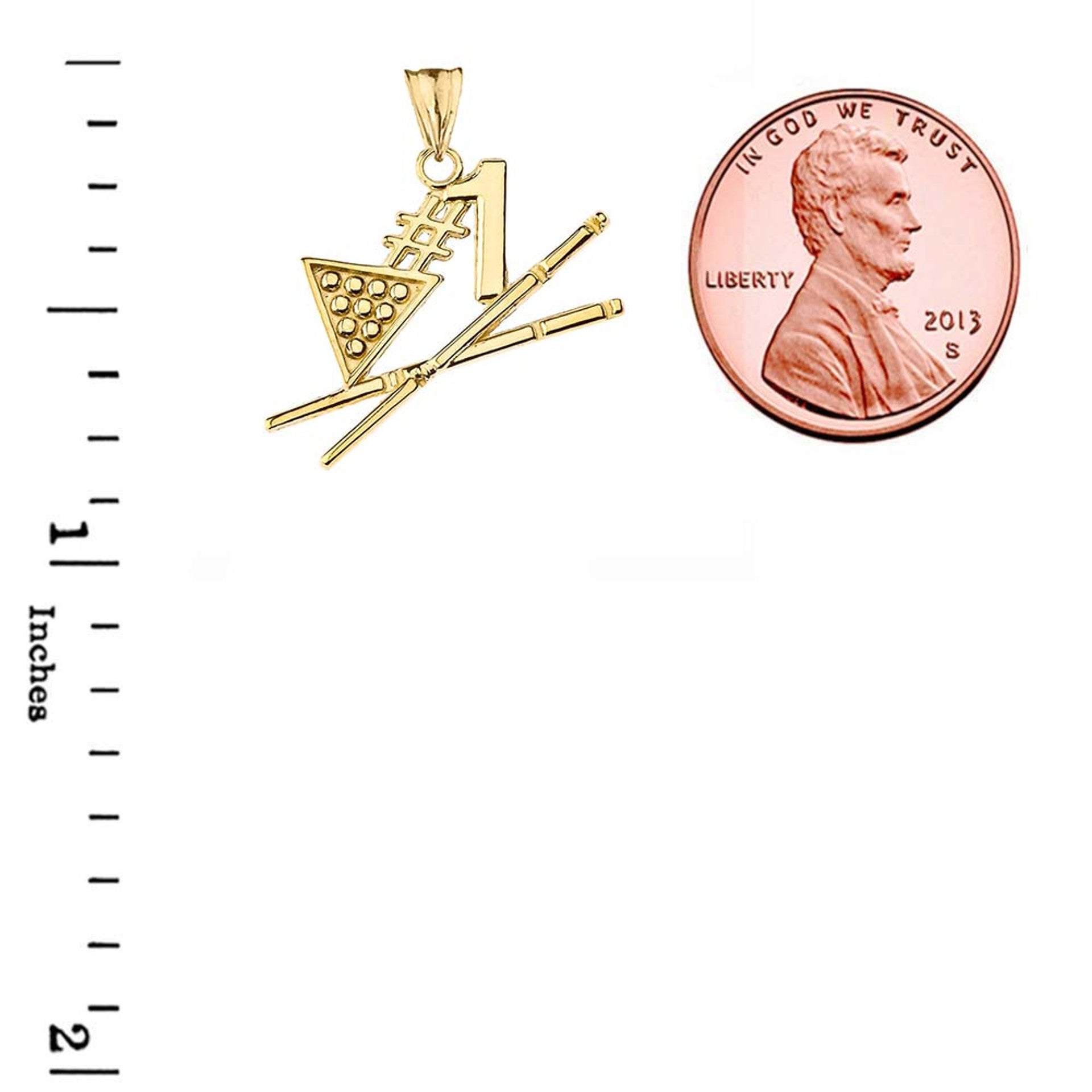 Solid Gold #1 Billiards Player Pendant Necklace (Available in Yellow/Rose/White Gold)
