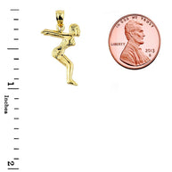 Solid Gold Lady Swimmer/Diver Charm Pendant (Available in Yellow/Rose/White Gold)