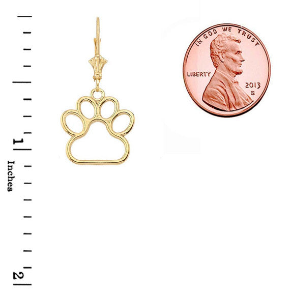 Dainty Dog Paw Print LeverBack Earring (Available in Yellow/Rose/White Gold)