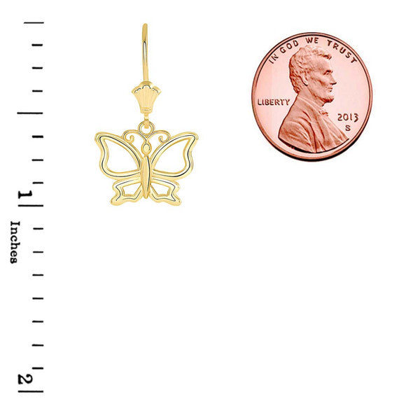 Butterfly Leverback Earrings(Available in Yellow/Rose/White Gold)