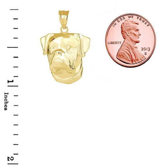 American Bulldog Head Pendant Necklace in Gold (Available in Yellow/Rose/White Gold)