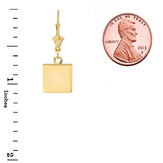 Solid Simple Square Shaped Leverback Earrings(Available in Yellow/Rose/White Gold)