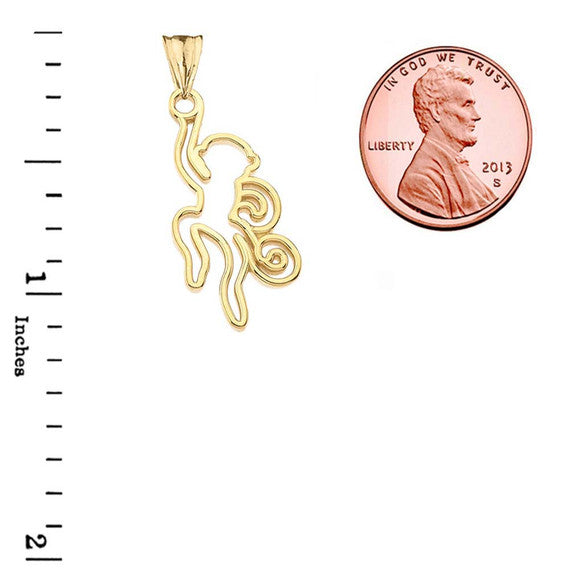 Open Cut Monkey Pendant Necklace In Gold (Yellow/Rose/White)