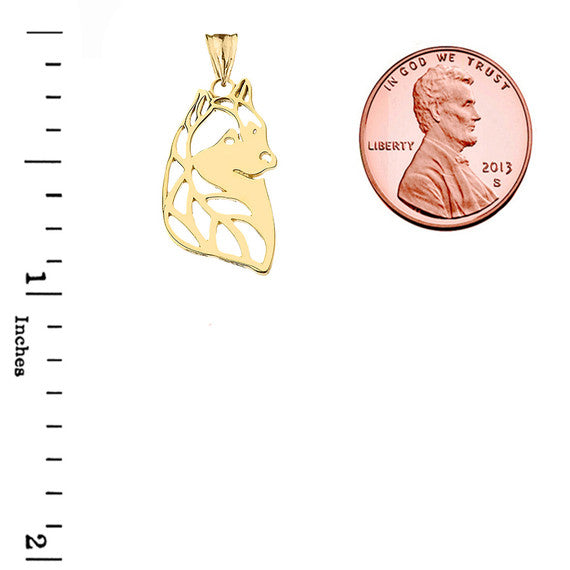Gold Alaskan Husky Cutout Silhouette Pendant Necklace (Available in Yellow/Rose/White)