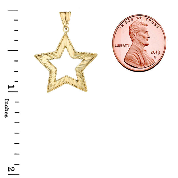 Gold Chic Sparkle Cut Star Pendant Necklace (Available In Yellow/Rose/White Gold)