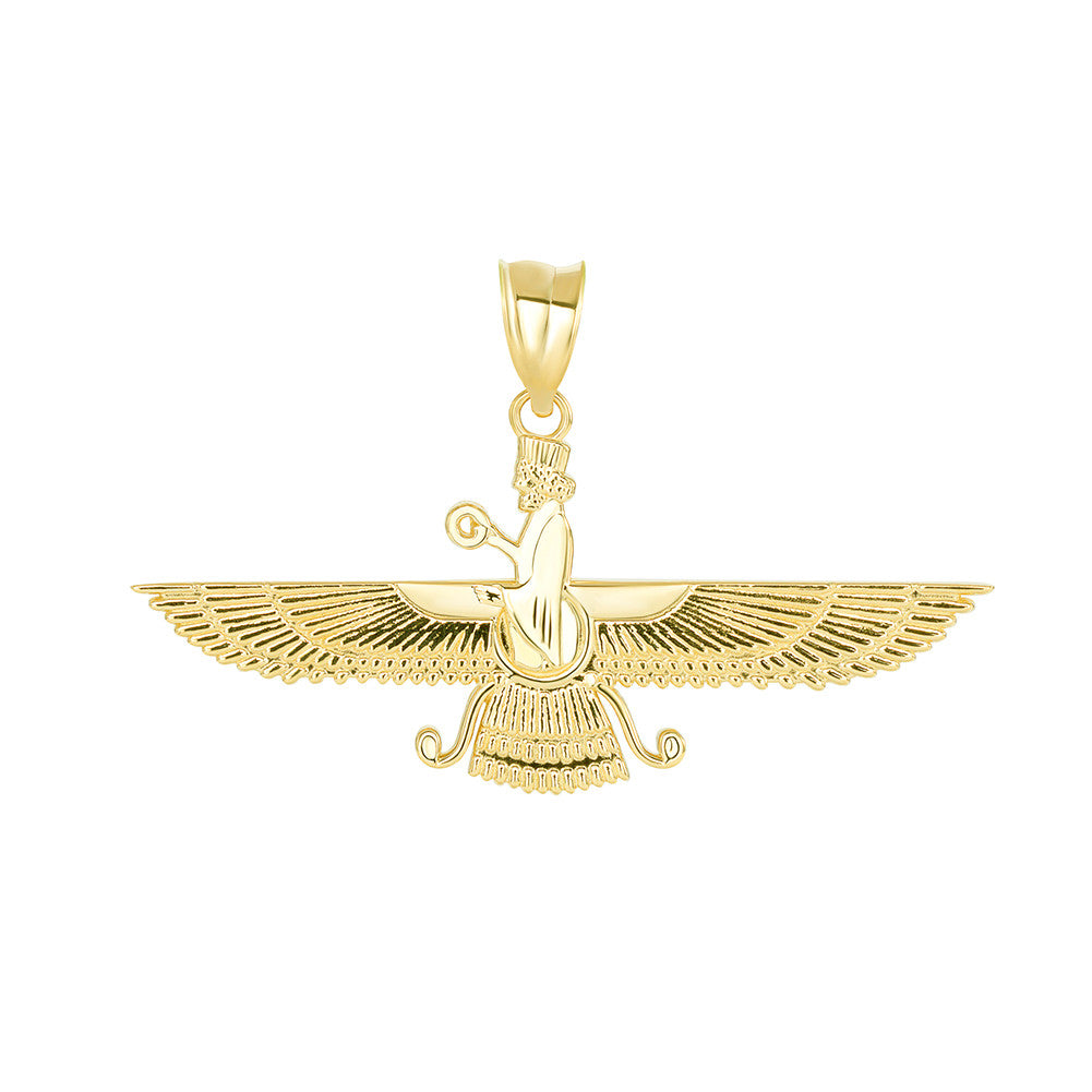 Gold Faravahar Persian Zoroastrian Pendant Necklace (Available in Yellow/Rose/White Gold)