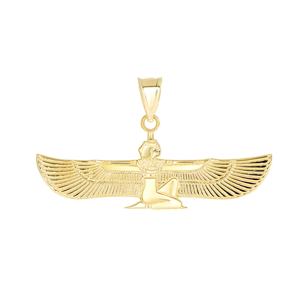Gold Isis Egyptian Goddess of Magic And Healing Pendant Necklace (Available in Yellow/Rose/White Gold)