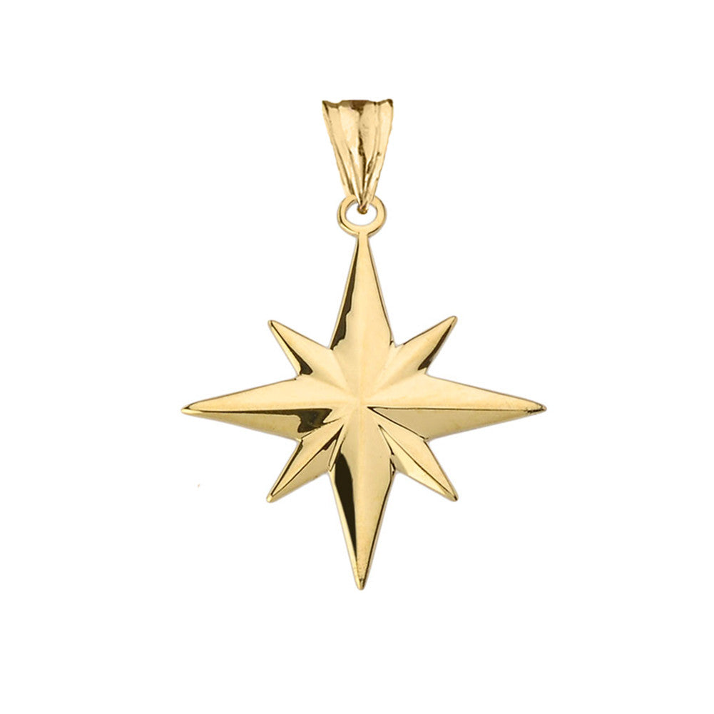 Solid Gold North Star Pendant Necklace (Available in Yellow/Rose/White Gold)