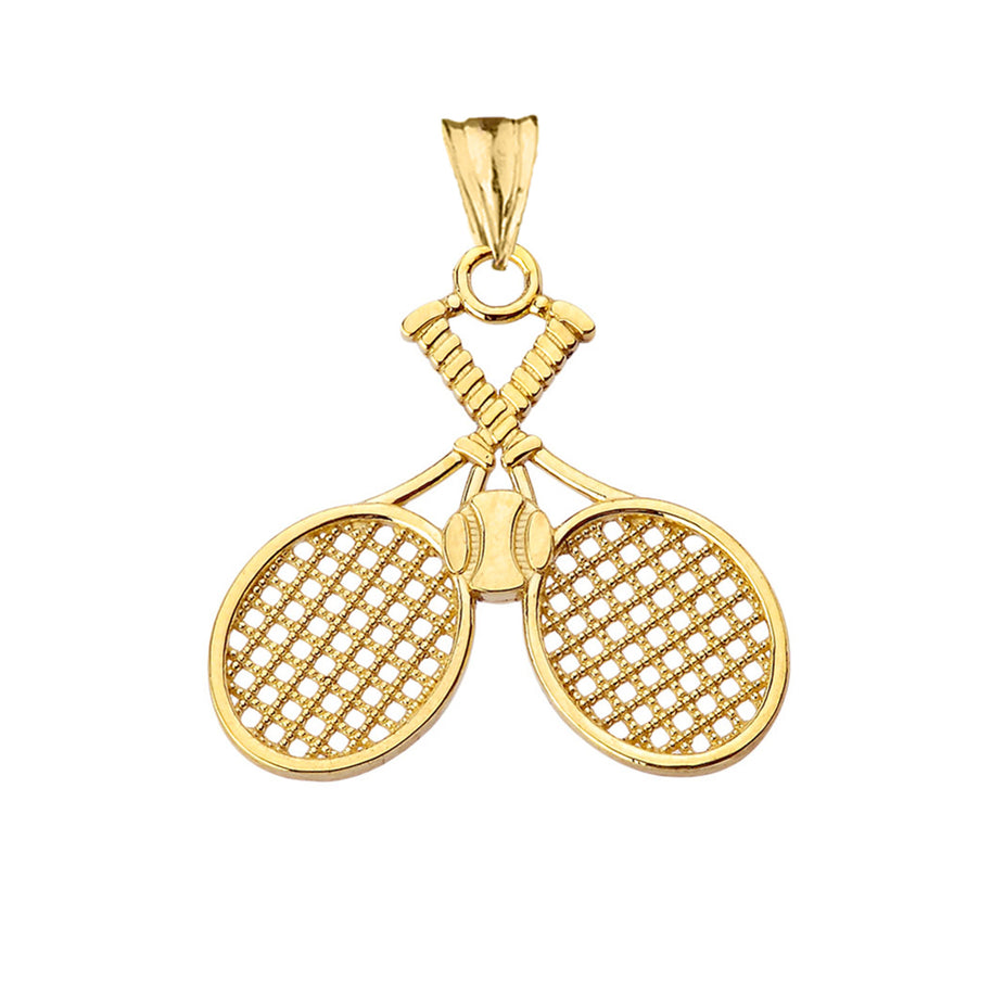 Gold Detailed Tennis Rackets Pendant Necklace(Available in Yellow/Rose/White)
