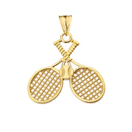Gold Detailed Tennis Rackets Pendant Necklace(Available in Yellow/Rose/White)