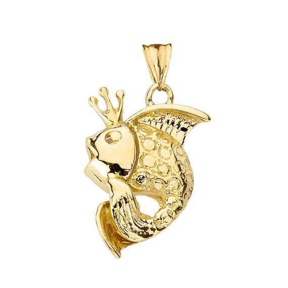 Gold King Fish Pendant Necklace(Available in Yellow/Rose/White)