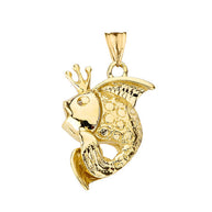 Gold King Fish Pendant Necklace(Available in Yellow/Rose/White)