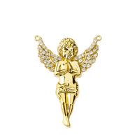14K Yellow Gold Praying Cherub Angel Necklace